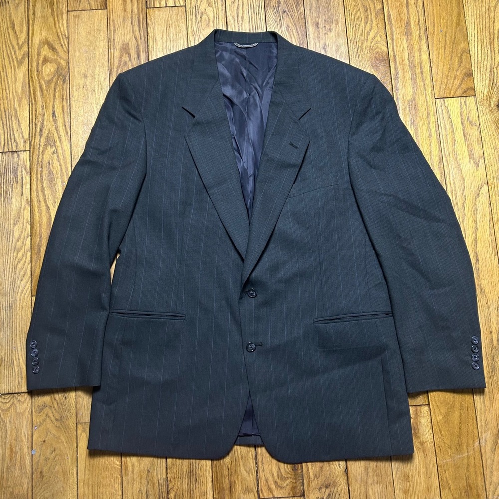 Stafford Executive‎ Hartmarx Mens 44R Wool Pinstripe Suit Jacket Blazer Charcoal